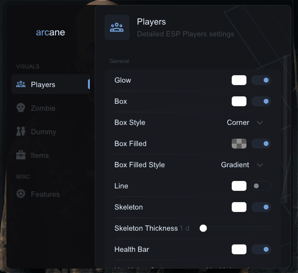 Interface of the Hunt: Showdown cheat by Arcane