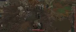Arcane player ESP in HUNGER — players in a camp with boxes, skeletons, level, health and armor above their heads, active quest list on the left