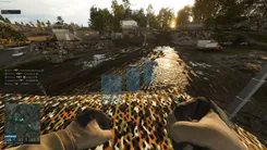 UDP in Wardogs: blue filled boxes on players across a river, the player list with weapons and the minimap