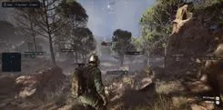 Ghost in ARC Raiders among rocks and pines: raiders with names, distance and Ferro I or Kettle I weapons, Prickly Pear priced at 640$, Sheet Metal at 46 m, a Wasp drone and a Supply Station marker