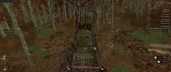 Arcane loot ESP in HUNGER — chest labels on a wagon such as Medical Chest, item names scattered through the forest, quest list on the left