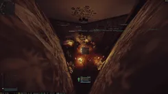 UDP free camera looking down into a candle-lit Escape from Tarkov room full of loot labels