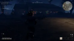 Arcane ESP in Halloween: The Game outside a house: Myers in a corner box with skeleton, HP 300, 34.3 m and Bloodlust T1 64%, weapon, first aid and key labels around him