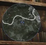 Xernel rotating minimap in SCUM at 250 m: road B2, your position and markers around it