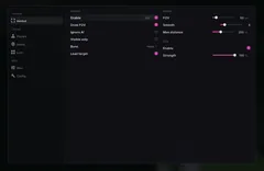 UDP menu for Escape from Tarkov, Aimbot tab: key M2, draw FOV, ignore AI, visible only, bone Head, lead target, FOV 60 px, smooth 8, max distance 200 m and RCS at 100%