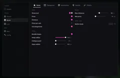 UDP menu for Escape from Tarkov, World Items tab: loot with price, distance and price per slot, bundled heaps with an 8 m radius, max distance 60 m and minimum price