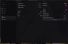 UDP Wardogs menu, Misc tab: hotkeys for radar, indicators and aimbot, battle mode, crosshair, status line and artillery marks for the L81