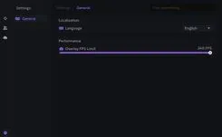 Ancient Wardogs menu, Settings: language and overlay FPS limit