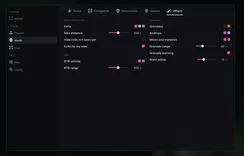 UDP menu for Escape from Tarkov, Others tab: exits within 500 m, hide exits not open yet, exits for my side, BTR, grenades, airdrops, mines and tripwires with a grenade warning