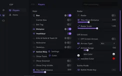 Interface of the COD cheat by Ancient — section 8