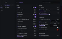 Interface of the COD cheat by Ancient — section 9