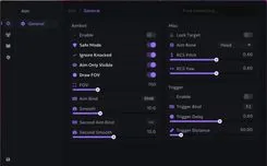 Interface of the Apex Legends cheat by Ancient — section 1