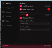 Interface of the Rust cheat by Memez — section 1