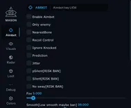 Interface of the Apex Legends cheat by Mason — section 1