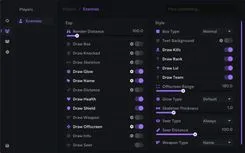 Interface of the Apex Legends cheat by Ancient — section 2
