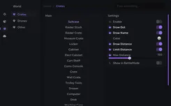 Interface of the Arc Raiders cheat by Ancient — section 3