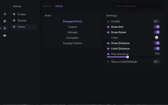 Interface of the Arc Raiders cheat by Ancient — section 5