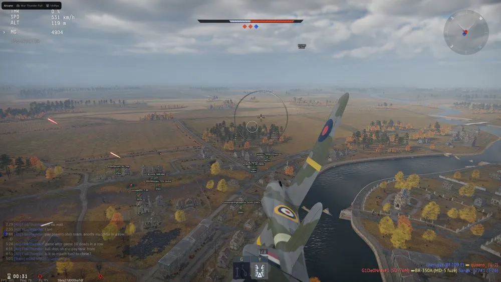 War Thunder gameplay with the Arcane cheat — screenshot 1