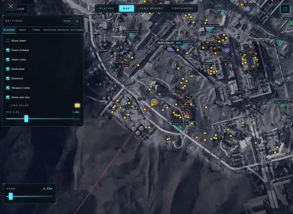 Interface of the ARC Raiders cheat by Arcane — section 1
