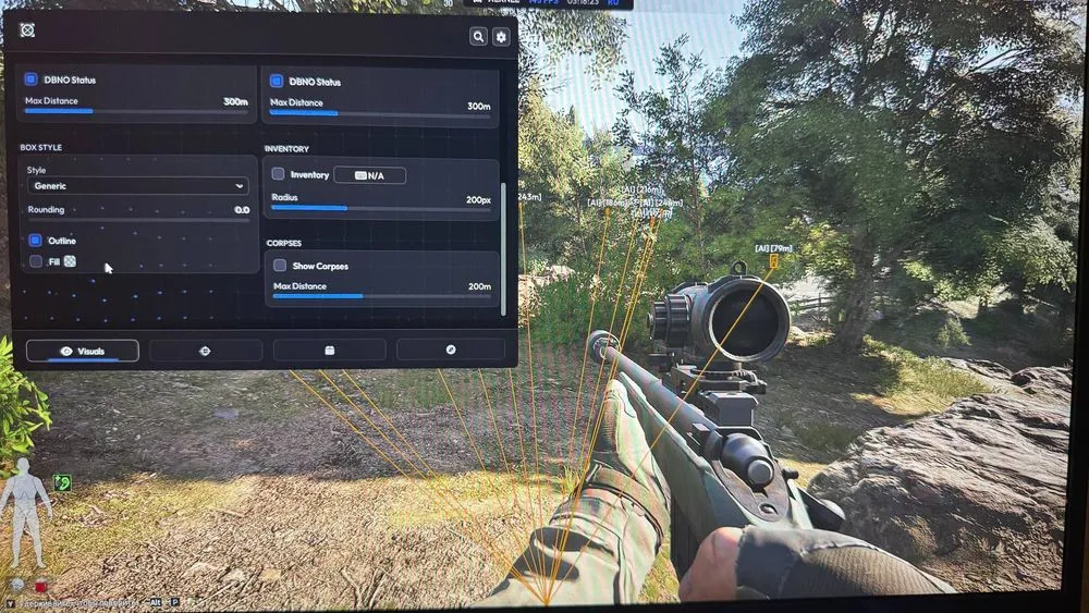 Interface of the ABI cheat by Xernel — section 2