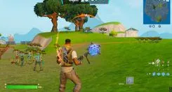 Fortnite gameplay with the Ancient cheat — showing core functions in start zone