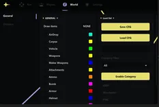 Interface of the PUBG: Battlegrounds cheat by Ancient — Section number 4