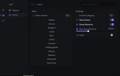 Interface of the Call of Duty: Warzone cheat by Ancient — Section number 18