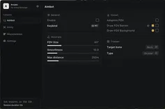 Interface of the Arma Reforger cheat by Arcane