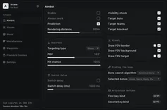 Interface of the Rust cheat by Arcane