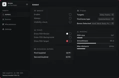 Interface of the The Finals cheat by Arcane