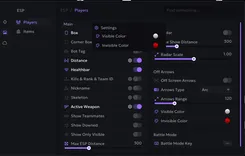 Interface of the Call of Duty: Warzone cheat by Ancient — Section number 3