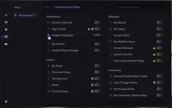 Interface of the Escape From Tarkov cheat by Ancient — misc section