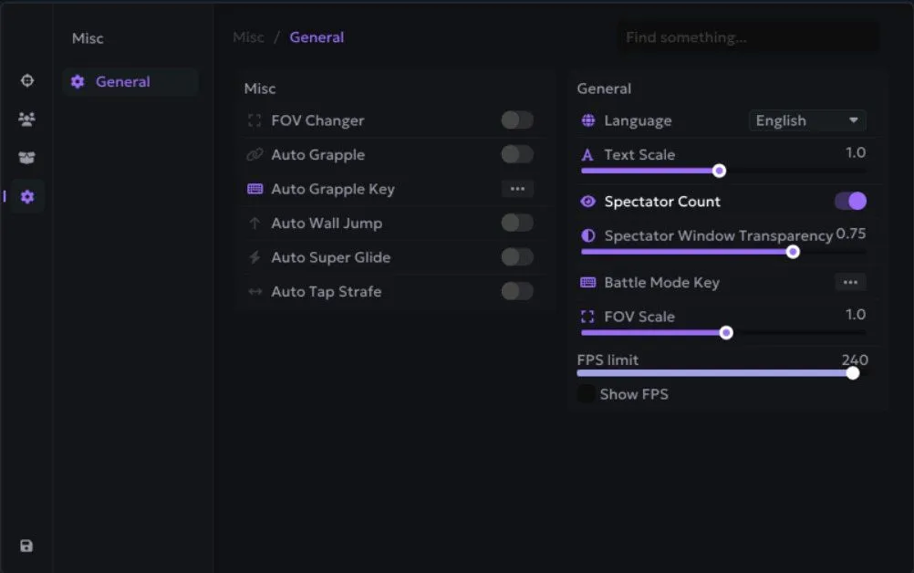 Interface of the Apex Legends cheat by Ancient — section 6