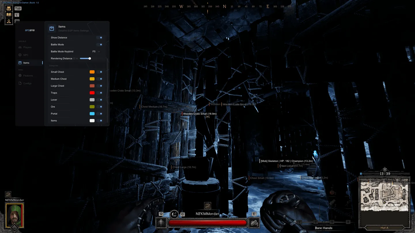 Dark and Darker gameplay with the Arcane cheat — screenshot 1