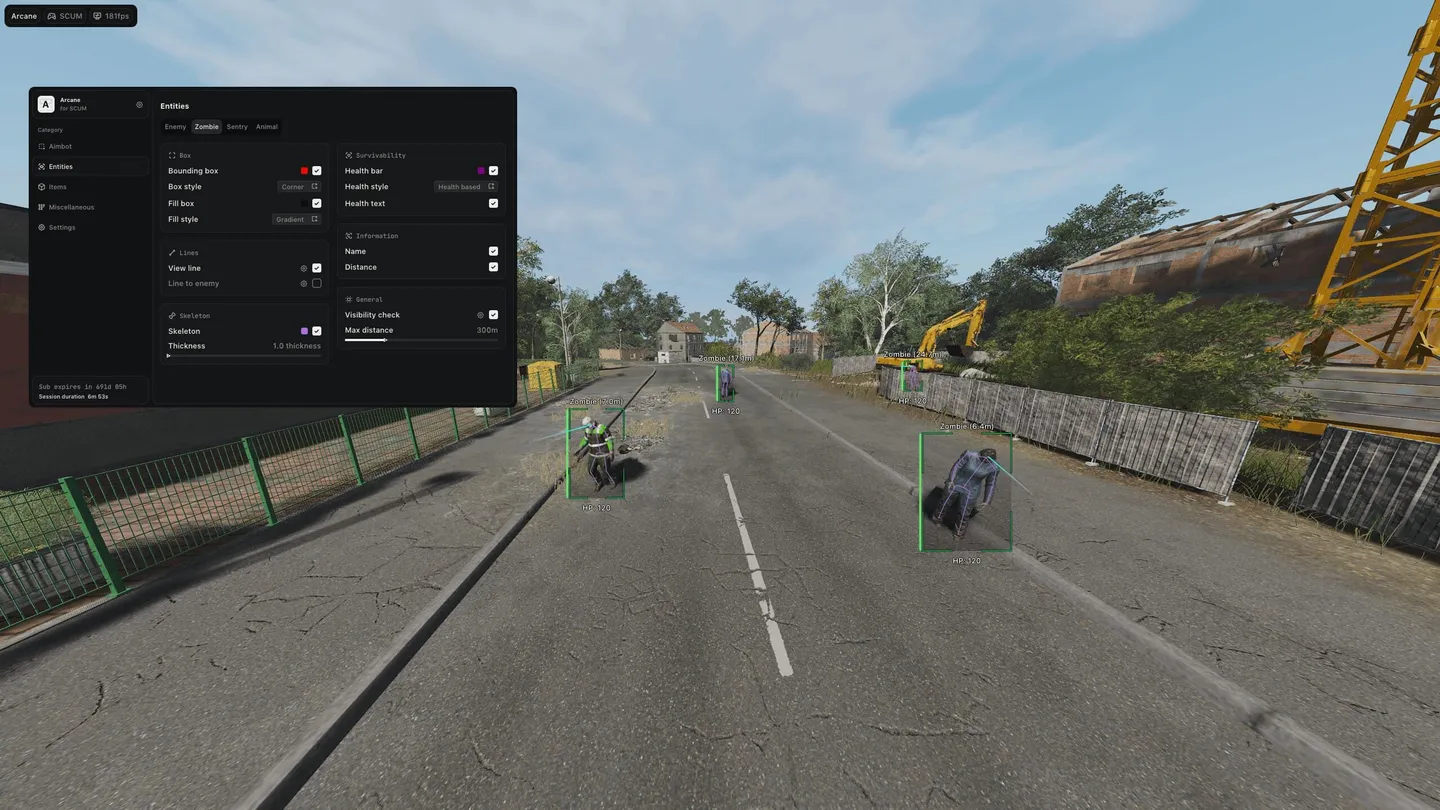 SCUM gameplay with the Arcane cheat — screenshot 1