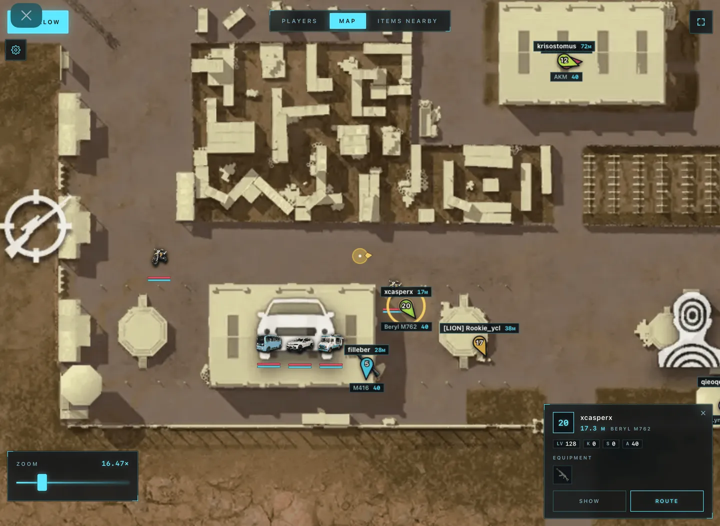 Interface of the PUBG cheat by Arcane — section 2