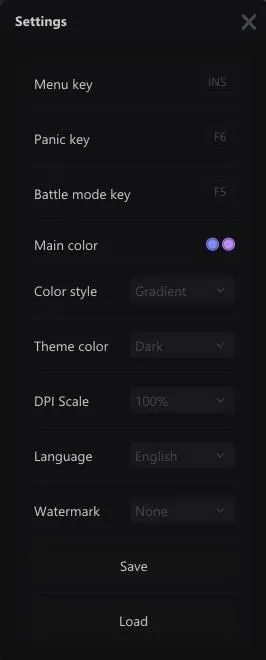 Interface of the EFT cheat by Medusa — section 11