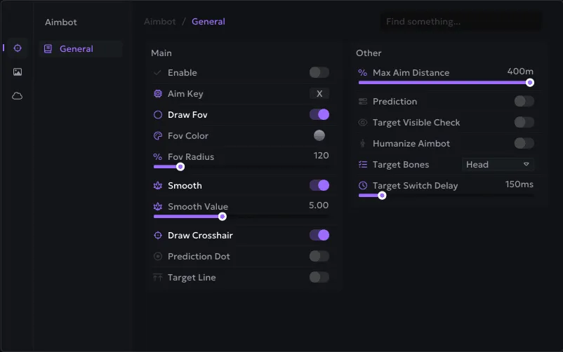 Interface of the COD cheat by Ancient — section 1